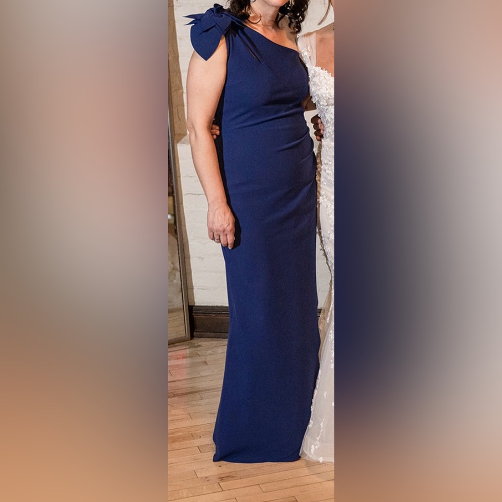 Chiara Boni Blue Asymmetrical Ruched Sheath Dress
